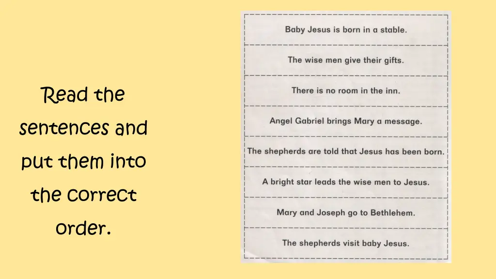 read the sentences and put them into the correct