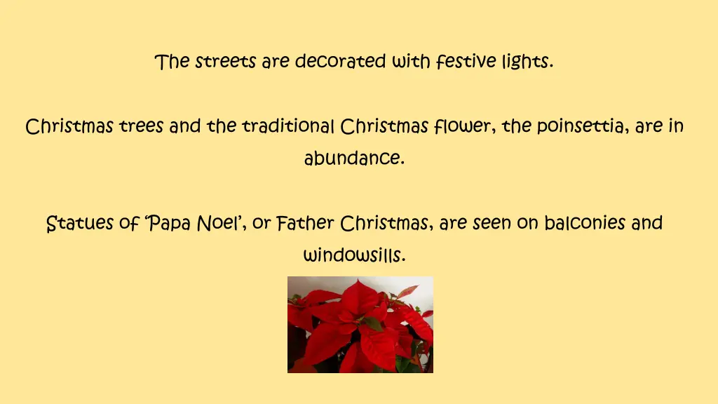 the streets are decorated with festive lights
