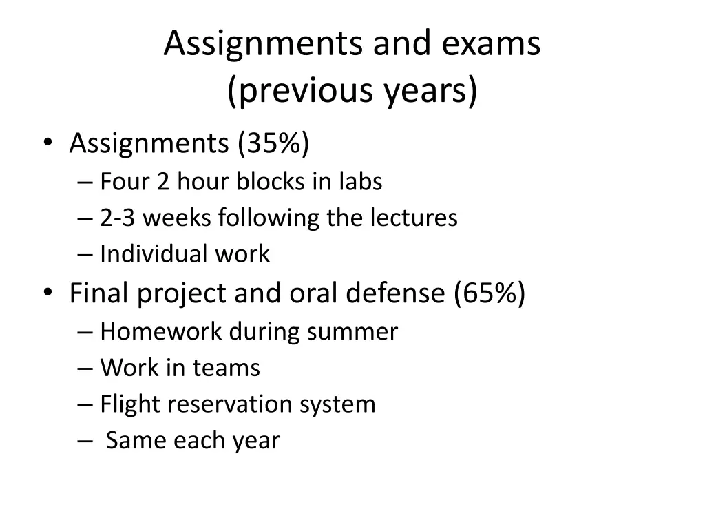 assignments and exams previous years assignments