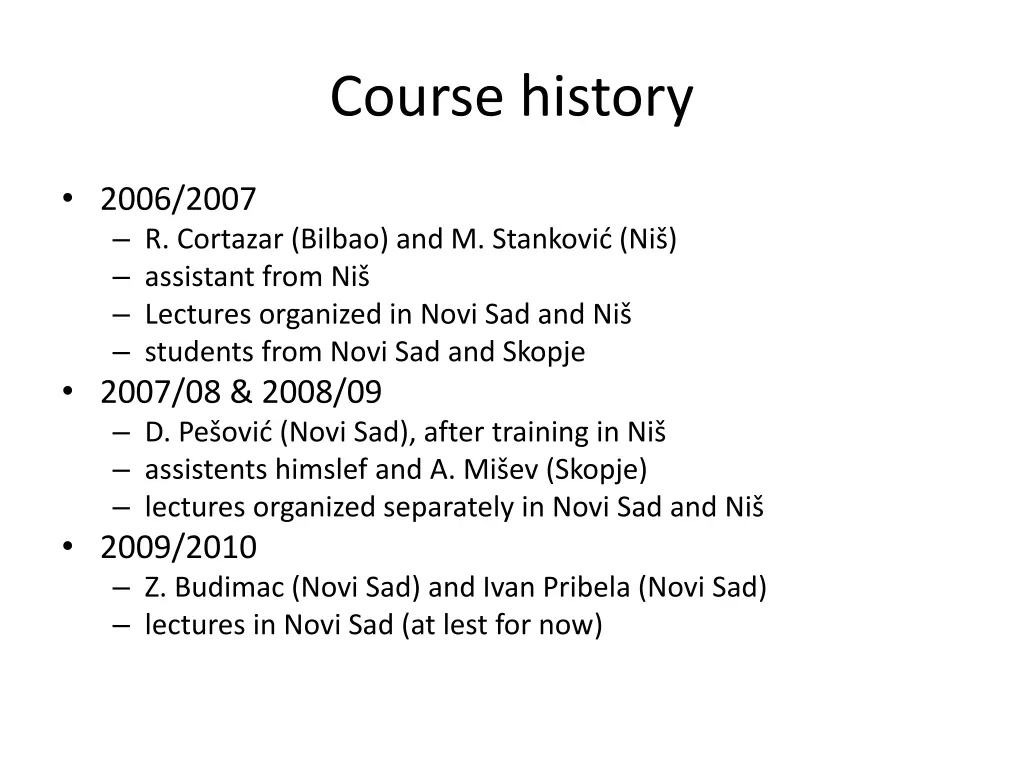 course history