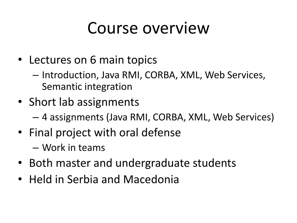 course overview