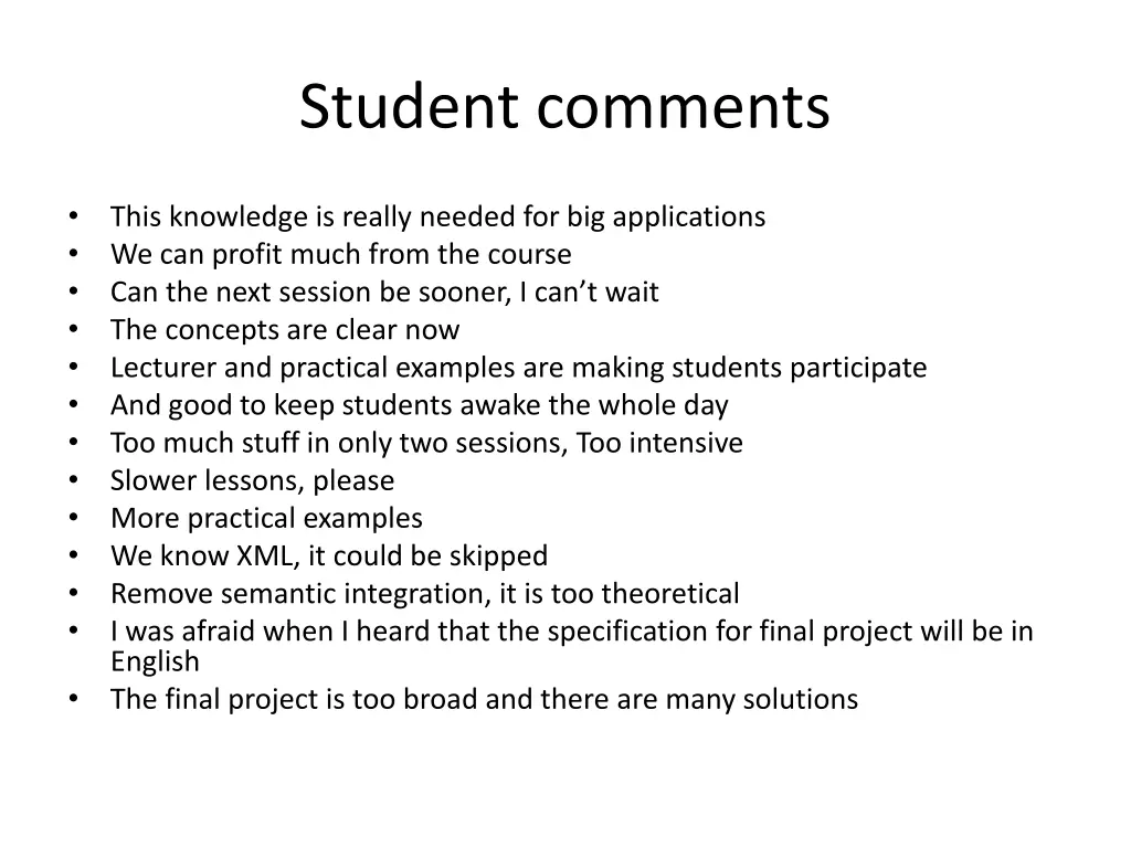 student comments