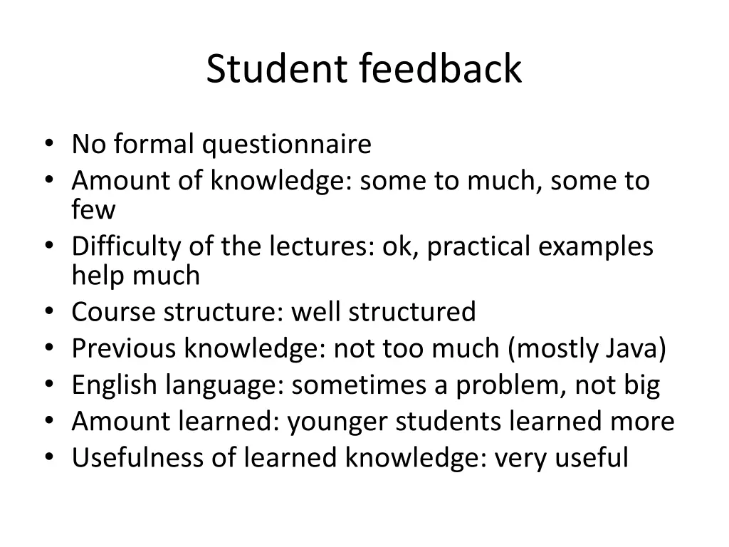 student feedback