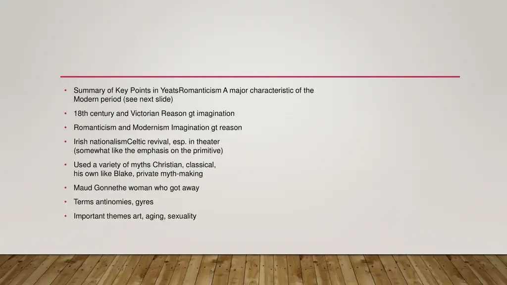 summary of key points in yeatsromanticism a major
