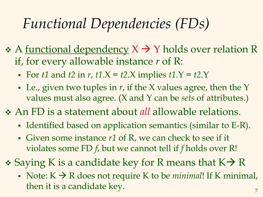 functional dependencies fds
