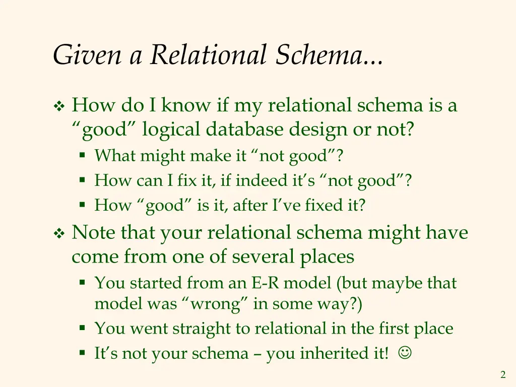 given a relational schema