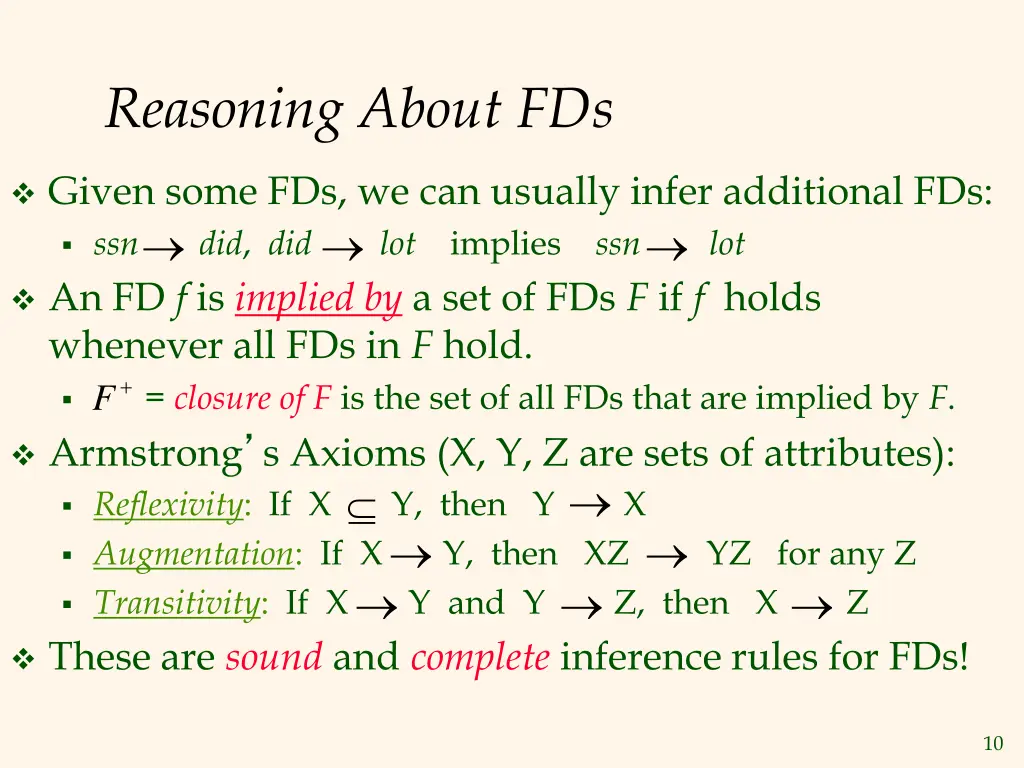 reasoning about fds