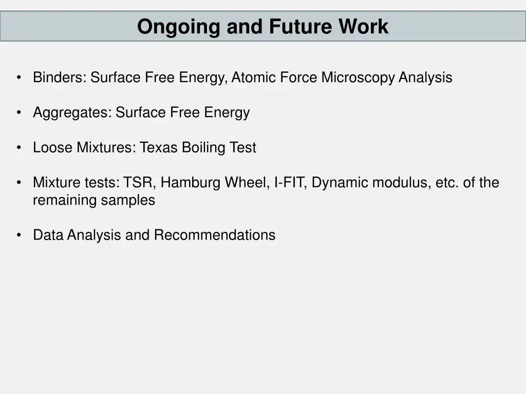 ongoing and future work