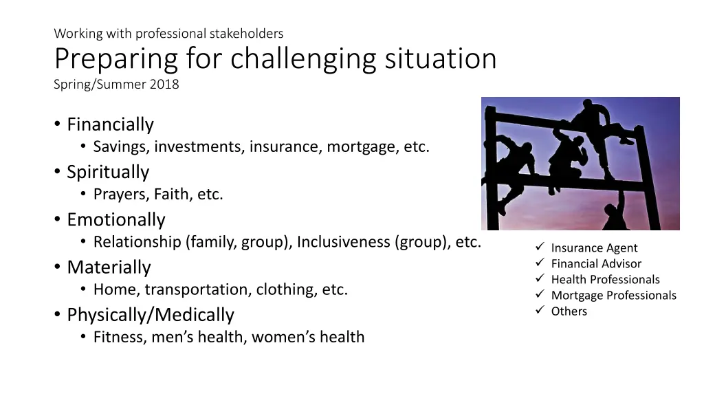 working with professional stakeholders preparing