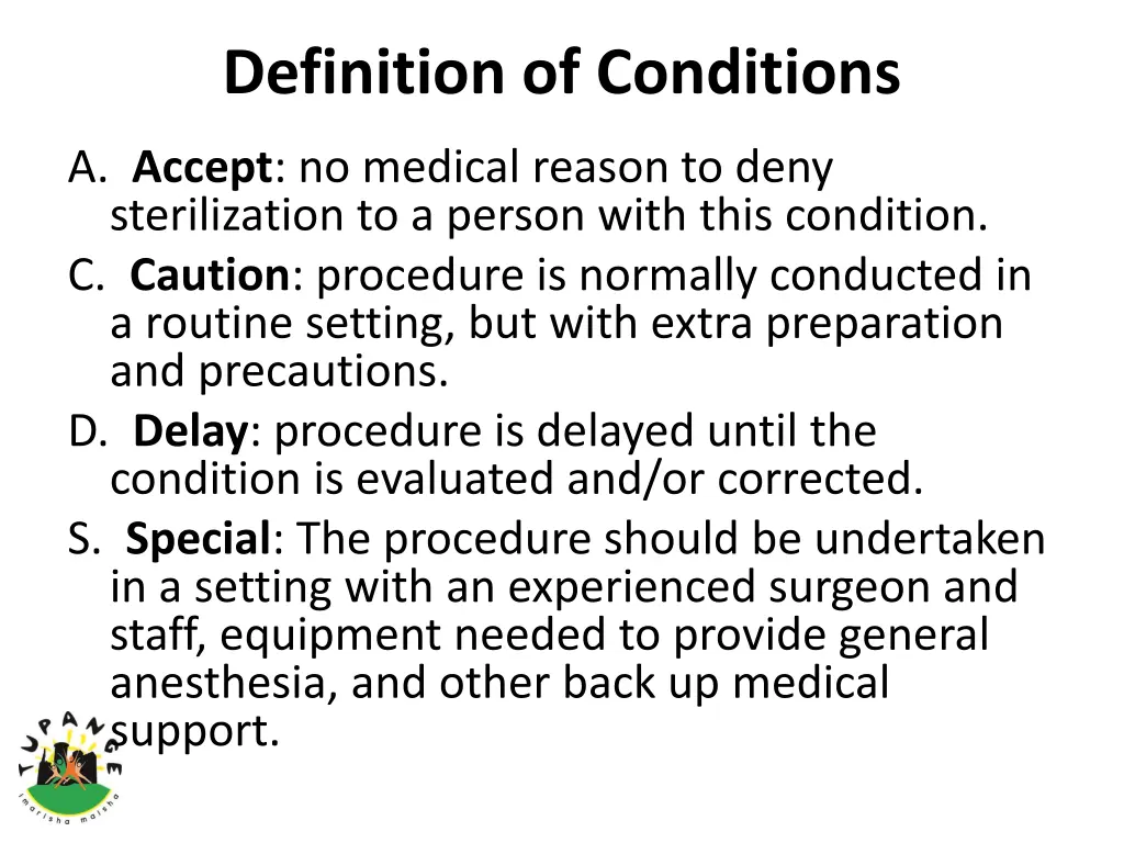 definition of conditions
