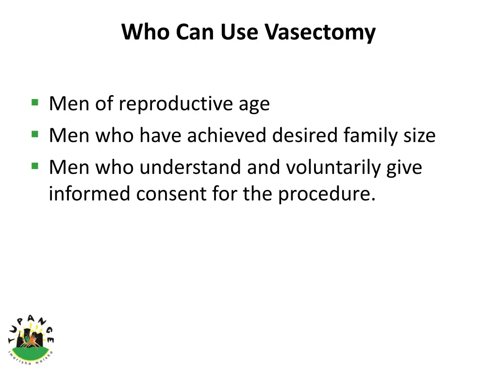 who can use vasectomy