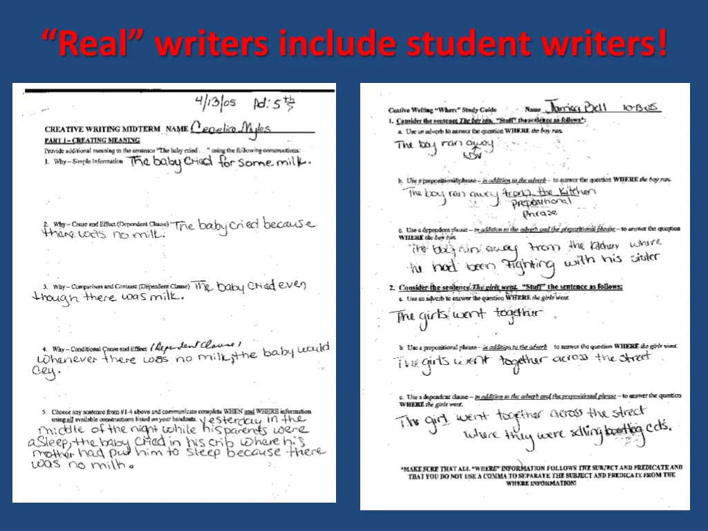 real writers include student writers