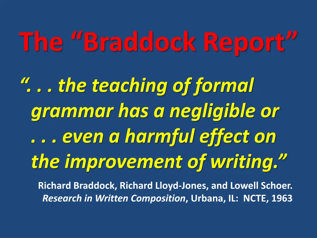 the braddock report