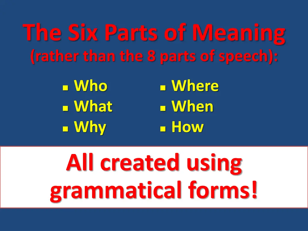 the six parts of meaning rather than the 8 parts