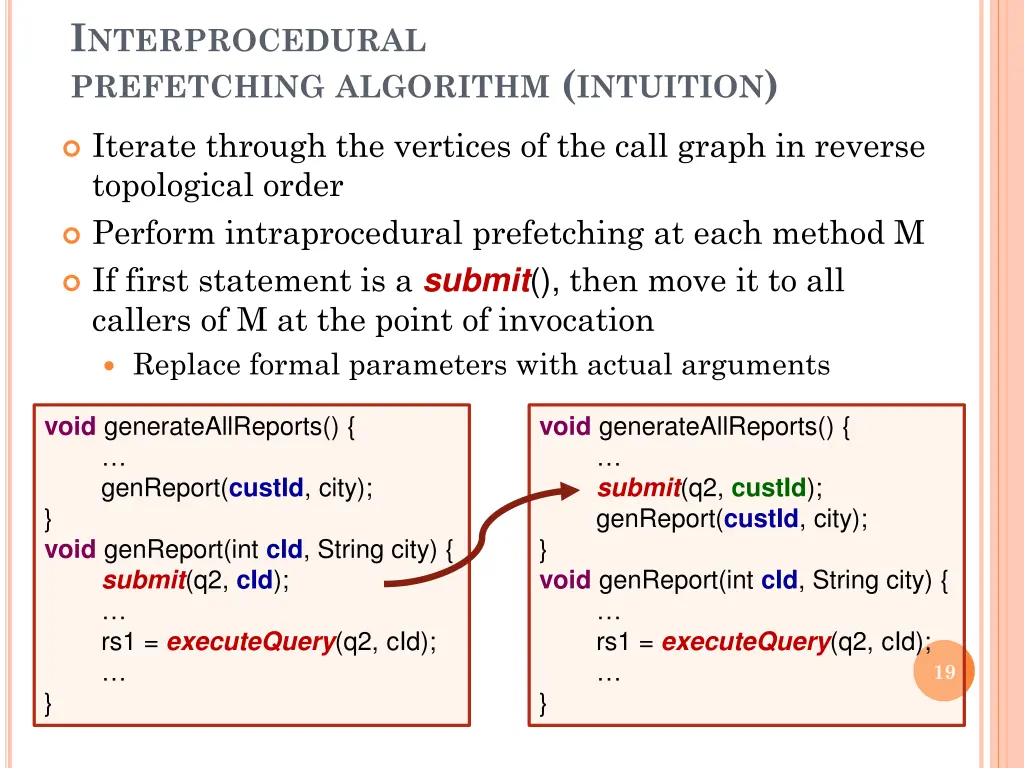 i nterprocedural prefetching algorithm intuition