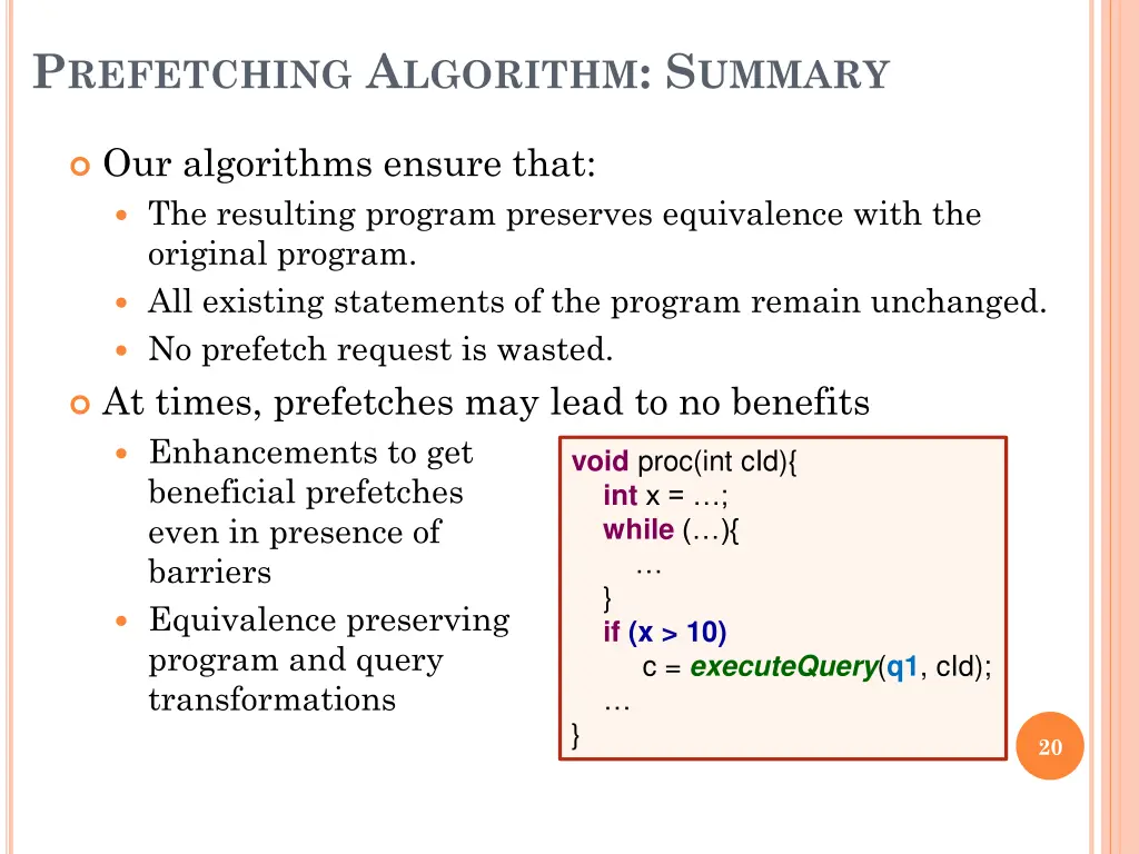 p refetching a lgorithm s ummary