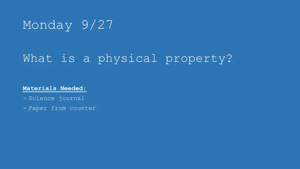 monday 9 27