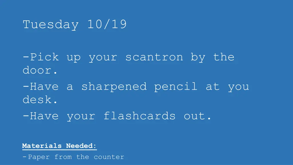 tuesday 10 19