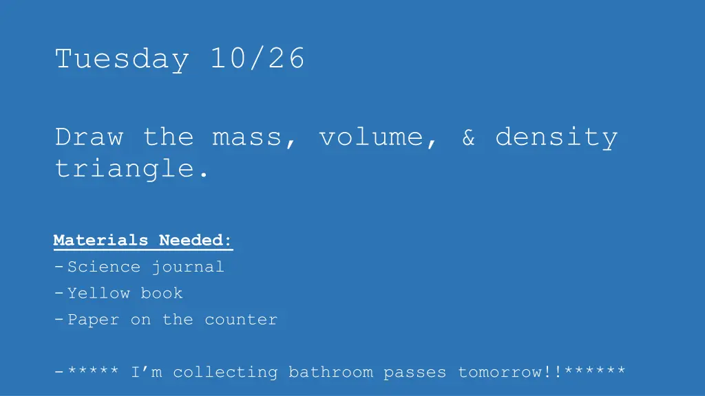 tuesday 10 26