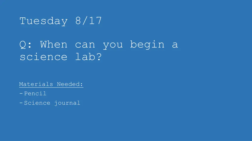 tuesday 8 17