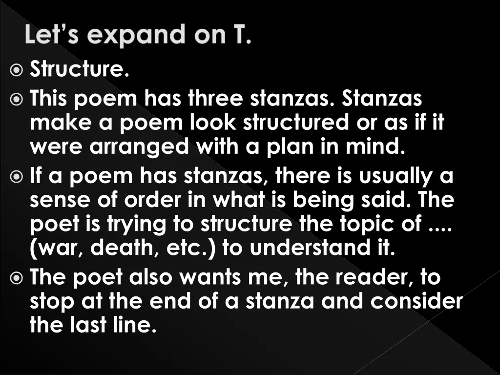 structure this poem has three stanzas stanzas