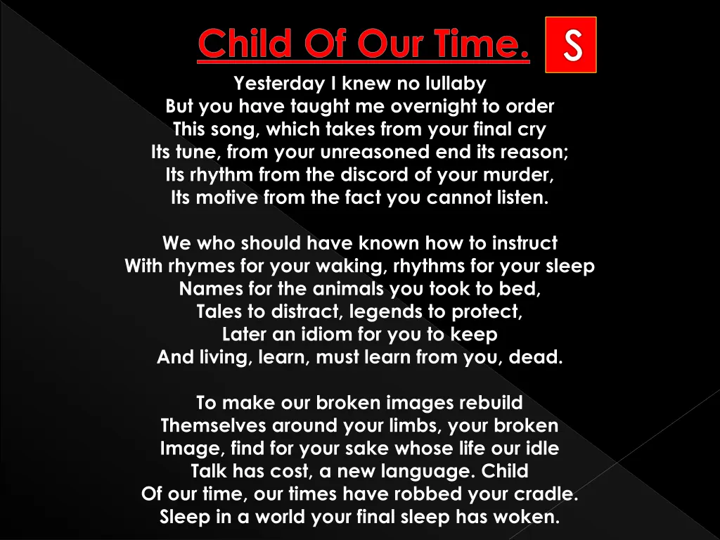 yesterday i knew no lullaby but you have taught 1