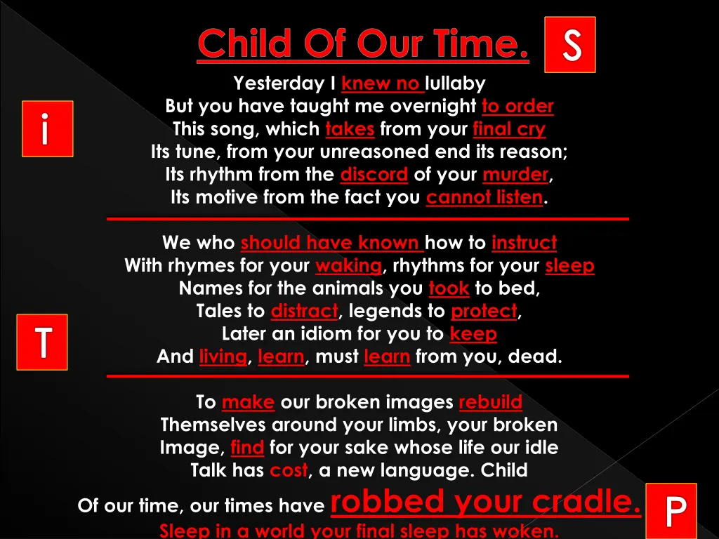 yesterday i knew no lullaby but you have taught 11