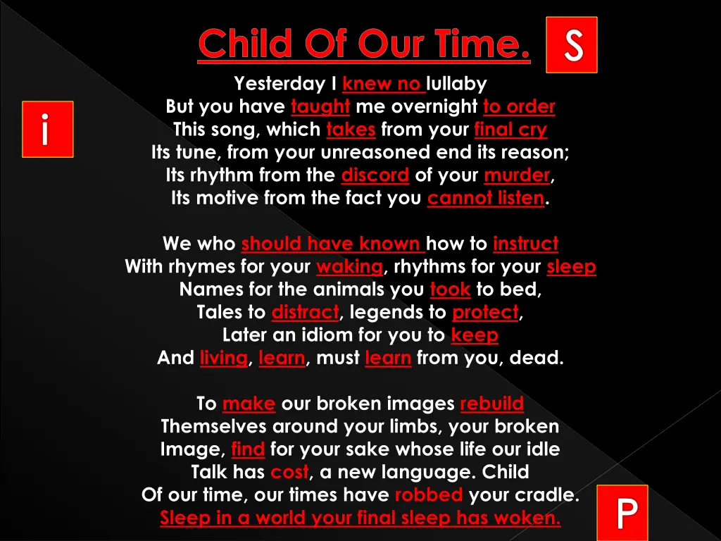 yesterday i knew no lullaby but you have taught 9