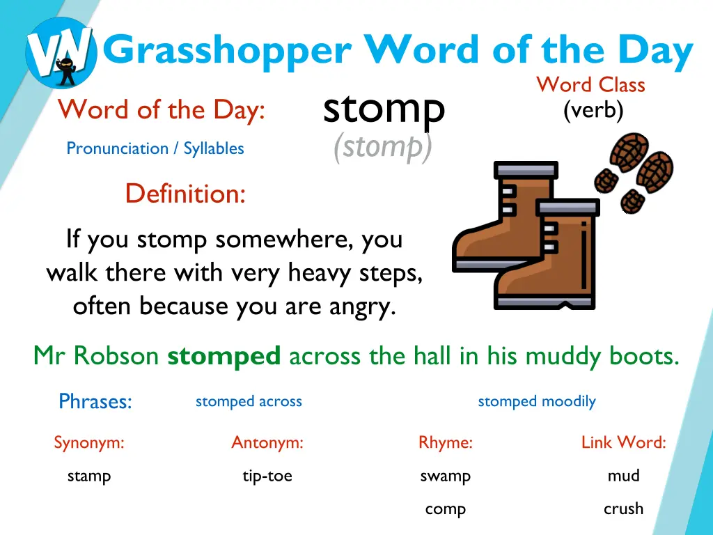 grasshopper word of the day stomp stomp