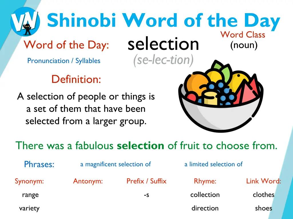shinobi word of the day selection se lec tion