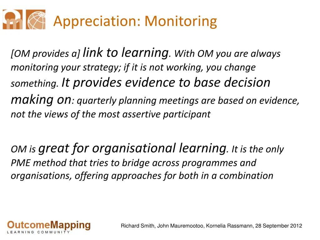appreciation monitoring