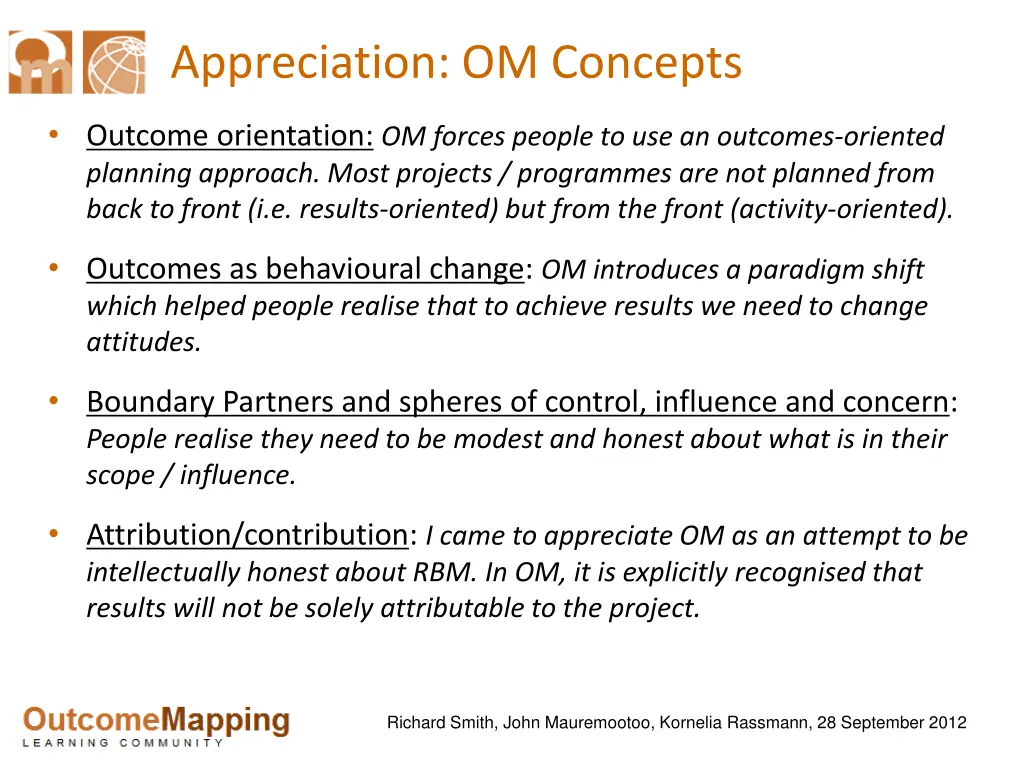 appreciation om concepts