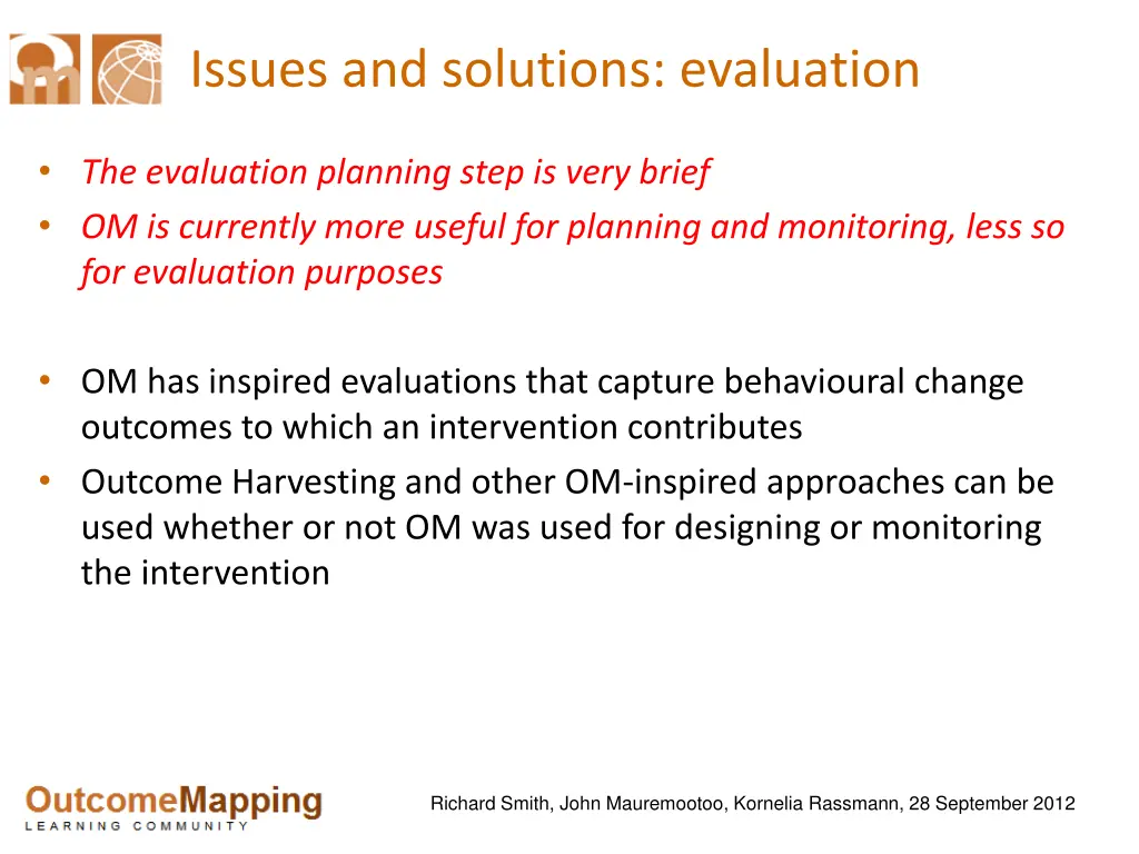 issues and solutions evaluation