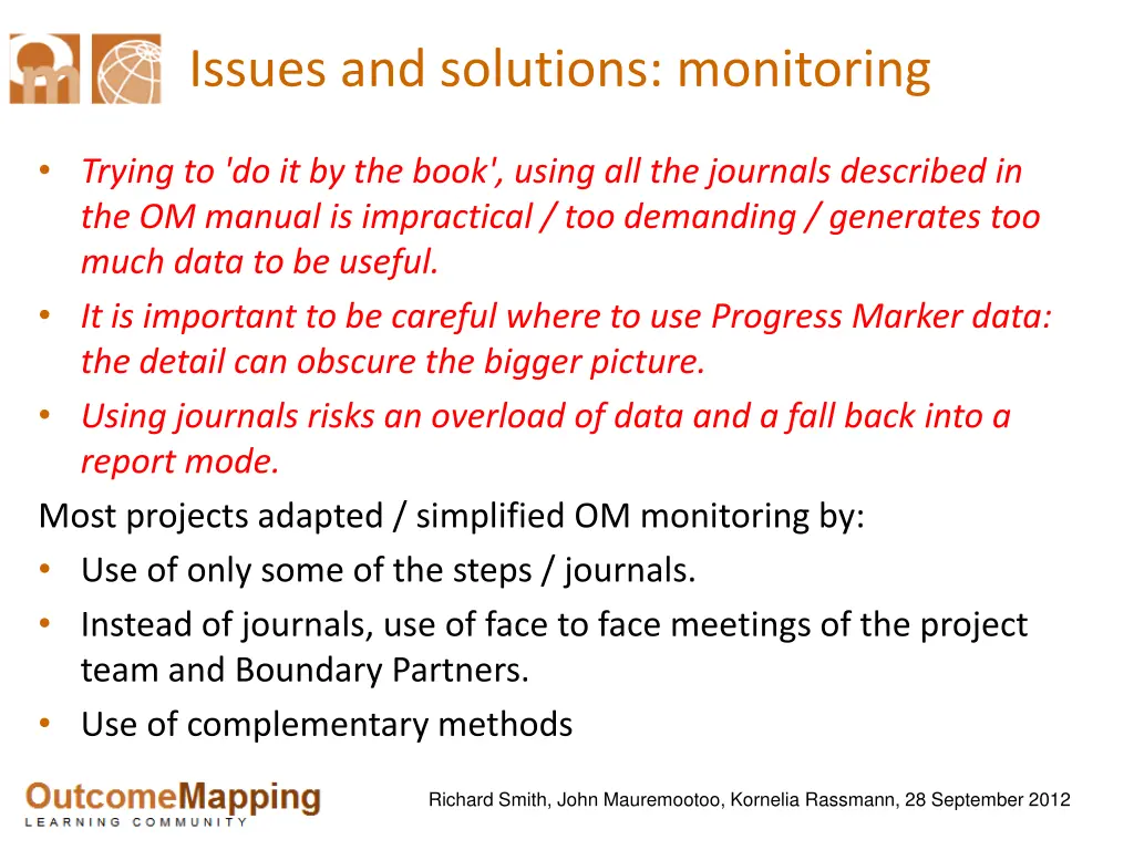 issues and solutions monitoring