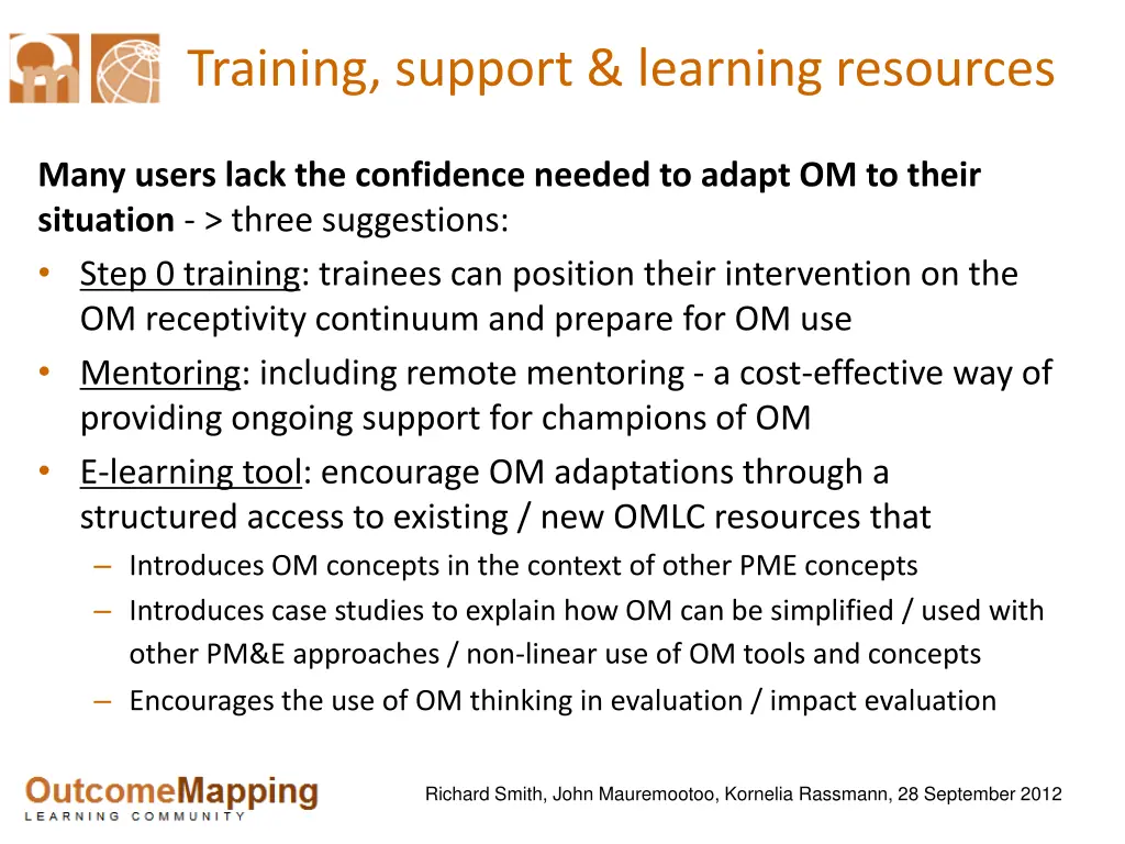 training support learning resources