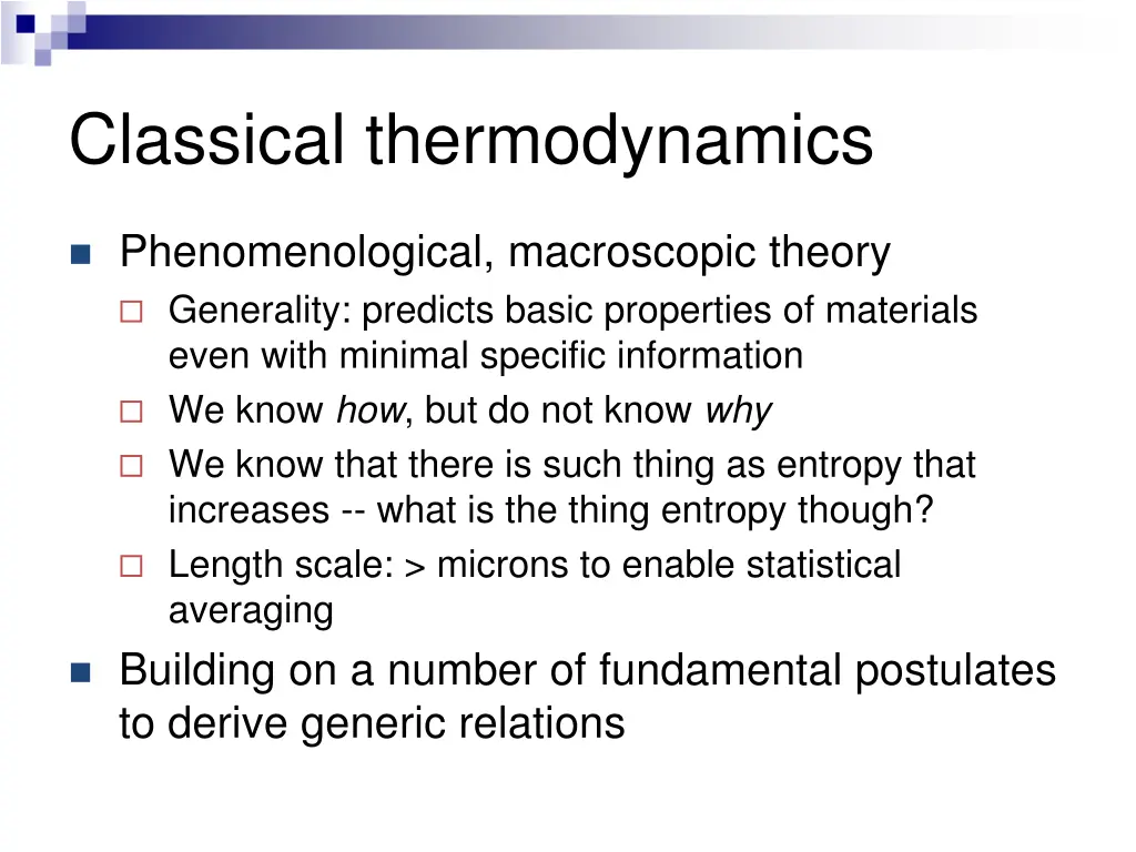 classical thermodynamics