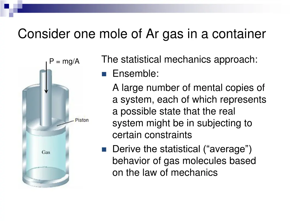 consider one mole of ar gas in a container 1