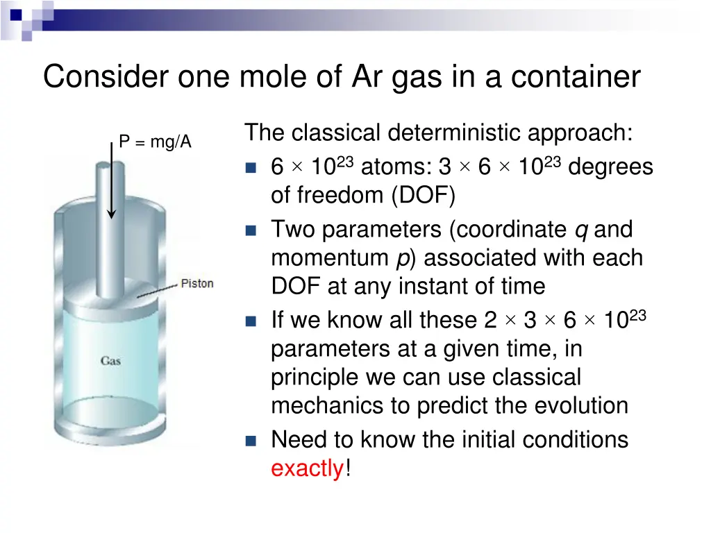 consider one mole of ar gas in a container