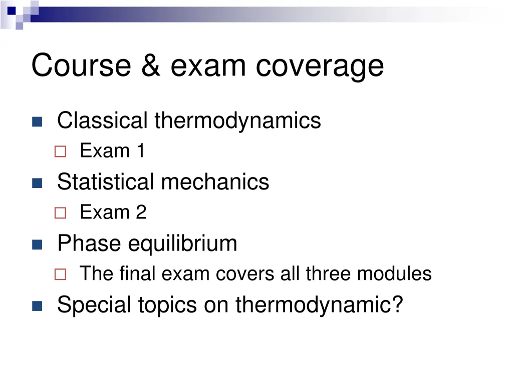 course exam coverage