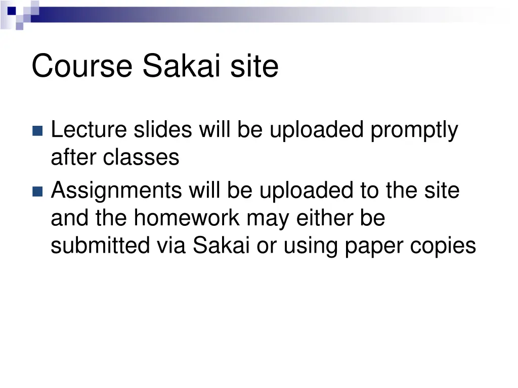 course sakai site
