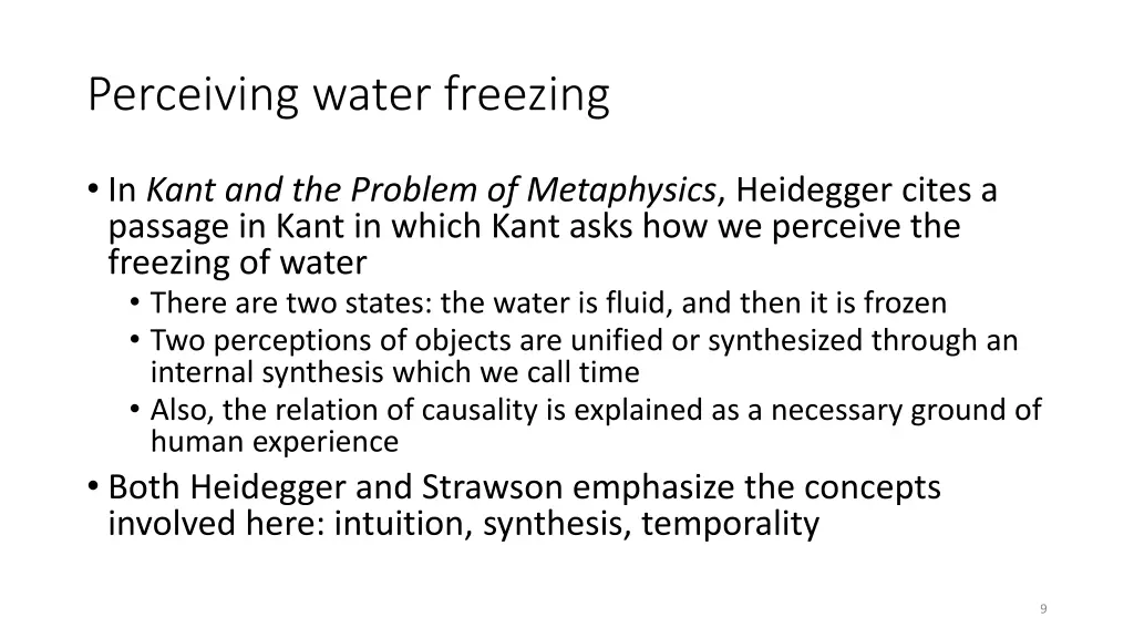 perceiving water freezing