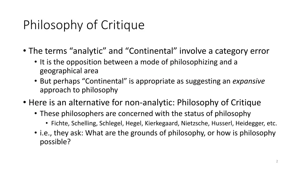 philosophy of critique