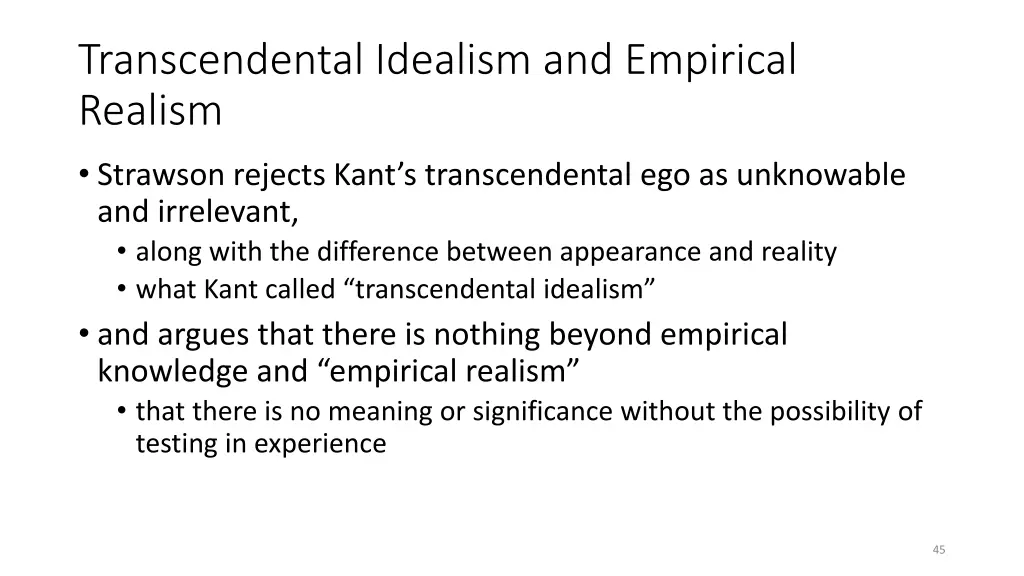 transcendental idealism and empirical realism