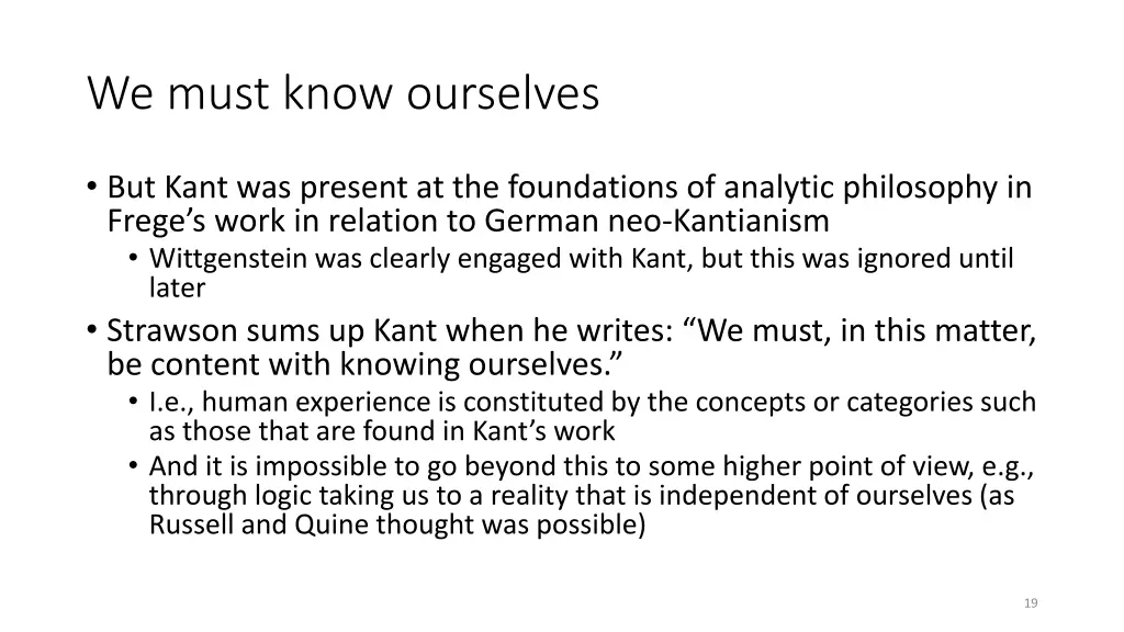 we must know ourselves