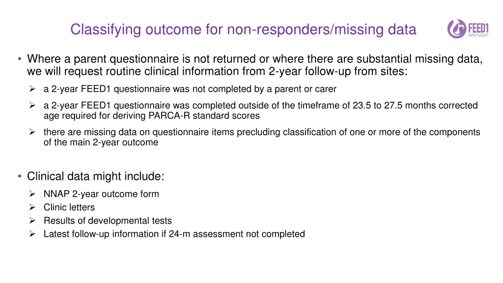 classifying outcome for non responders missing