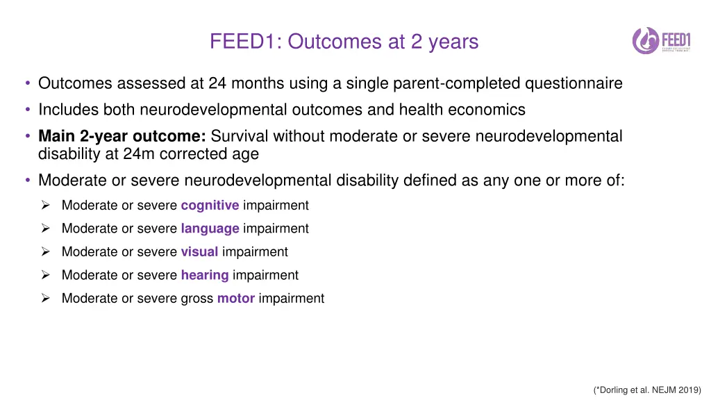 feed1 outcomes at 2 years
