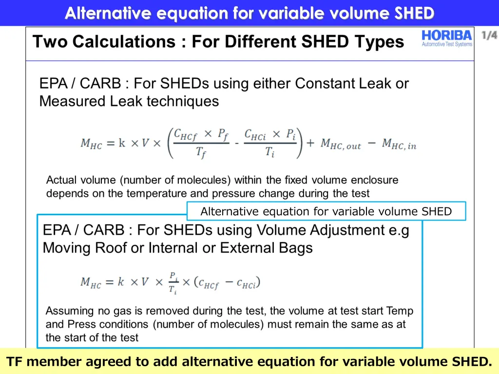 alternative equation for variable volume shed