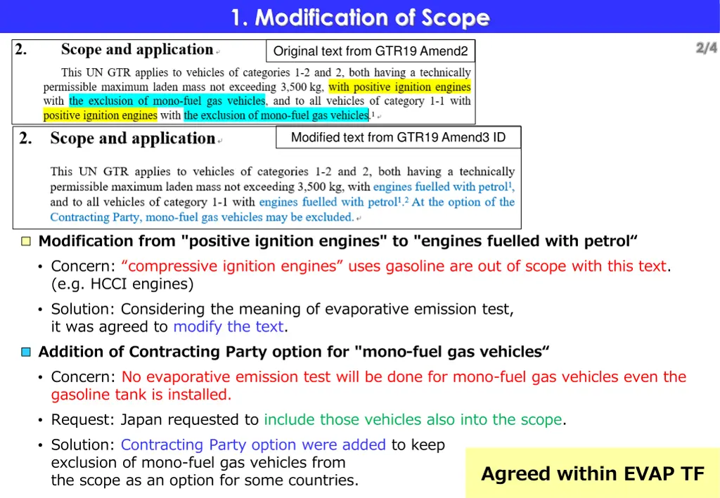 1 modification of scope