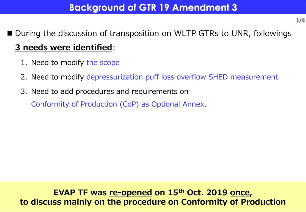 background of gtr 19 amendment 3