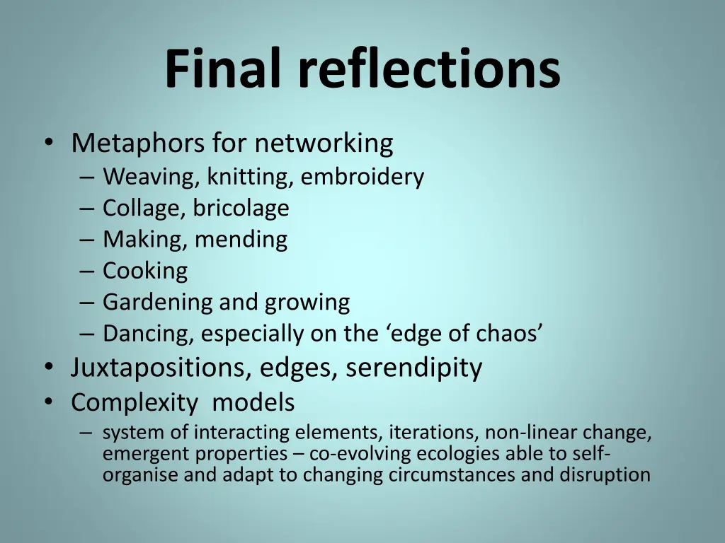 final reflections